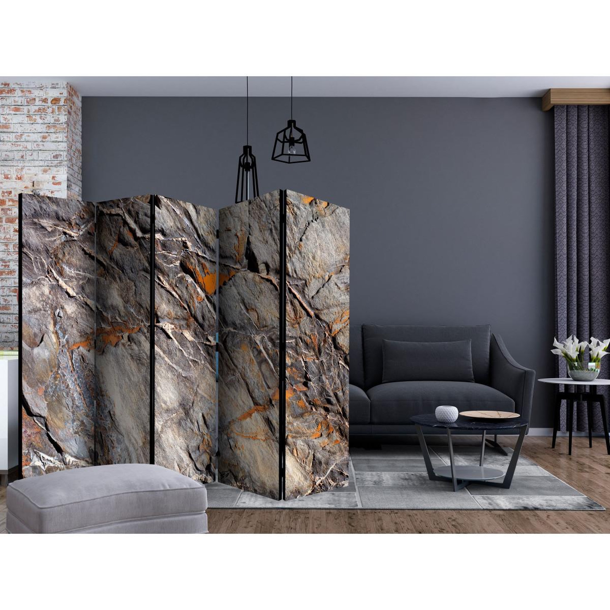 Voir la diapositive 2 : Paris Prix Paravent 5 volets  mountain bastion  172x225cm