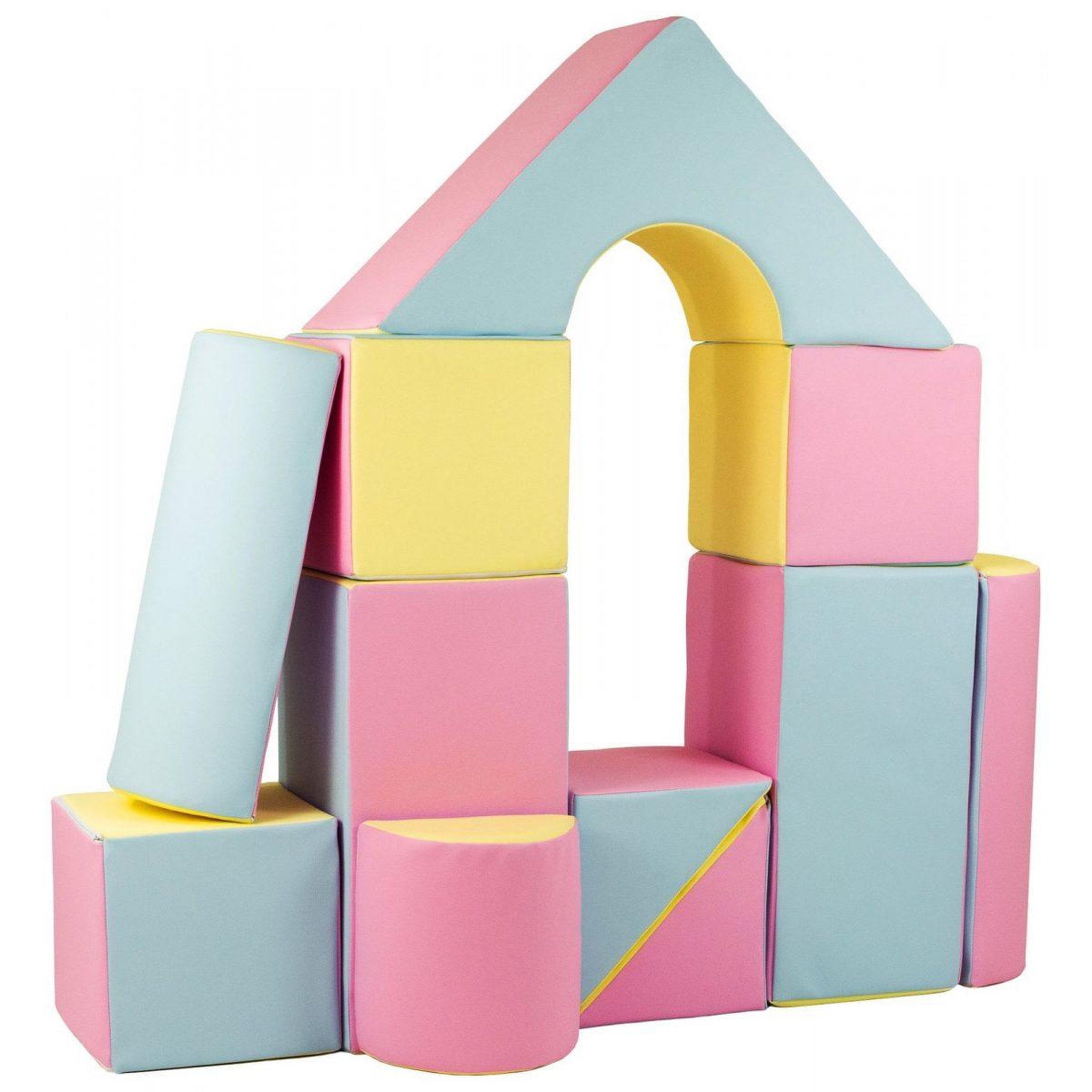 VELINDA Set de 11 blocs en mousse pour le jeu rose, bleu, jaune
