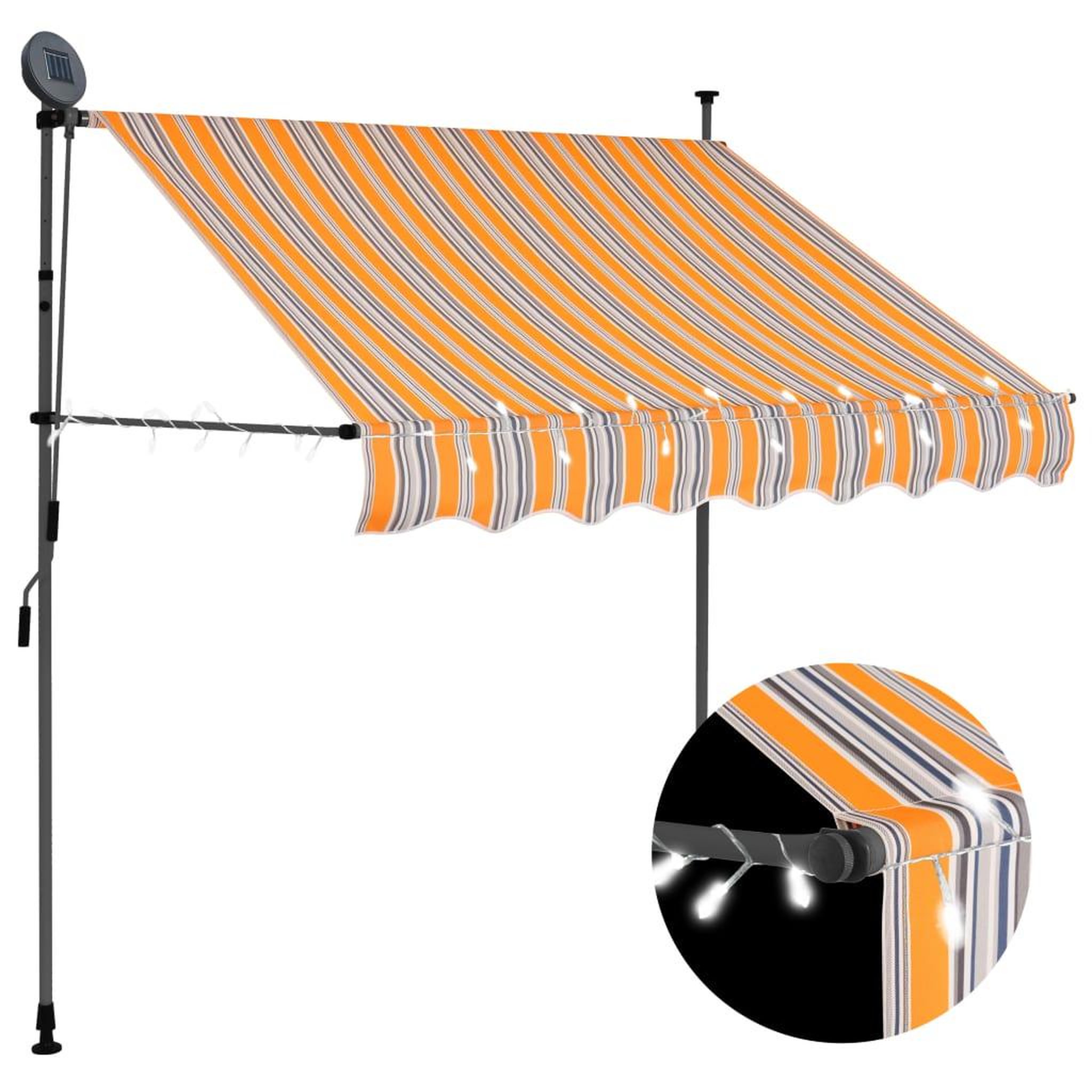 Voir la diapositive 1 : VIDAXL Auvent manuel retractable avec LED 200 cm Jaune et bleu