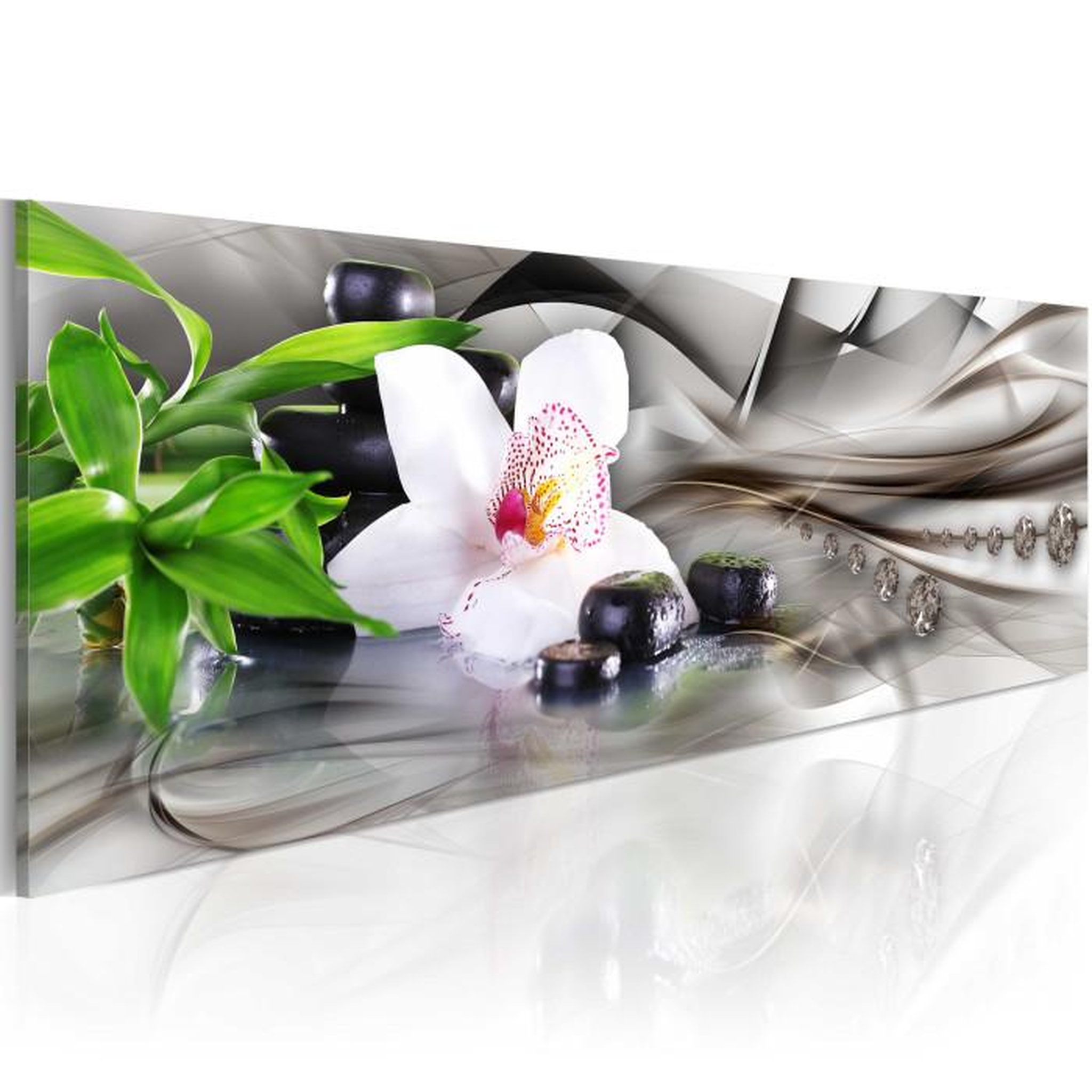 Paris Prix Tableau  Zen Composition : Bamboo, Orchid & Stones. Coloris disponibles : Multicolore