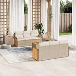 VIDAXL Salon de jardin avec coussins 7 pcs beige resine tressee