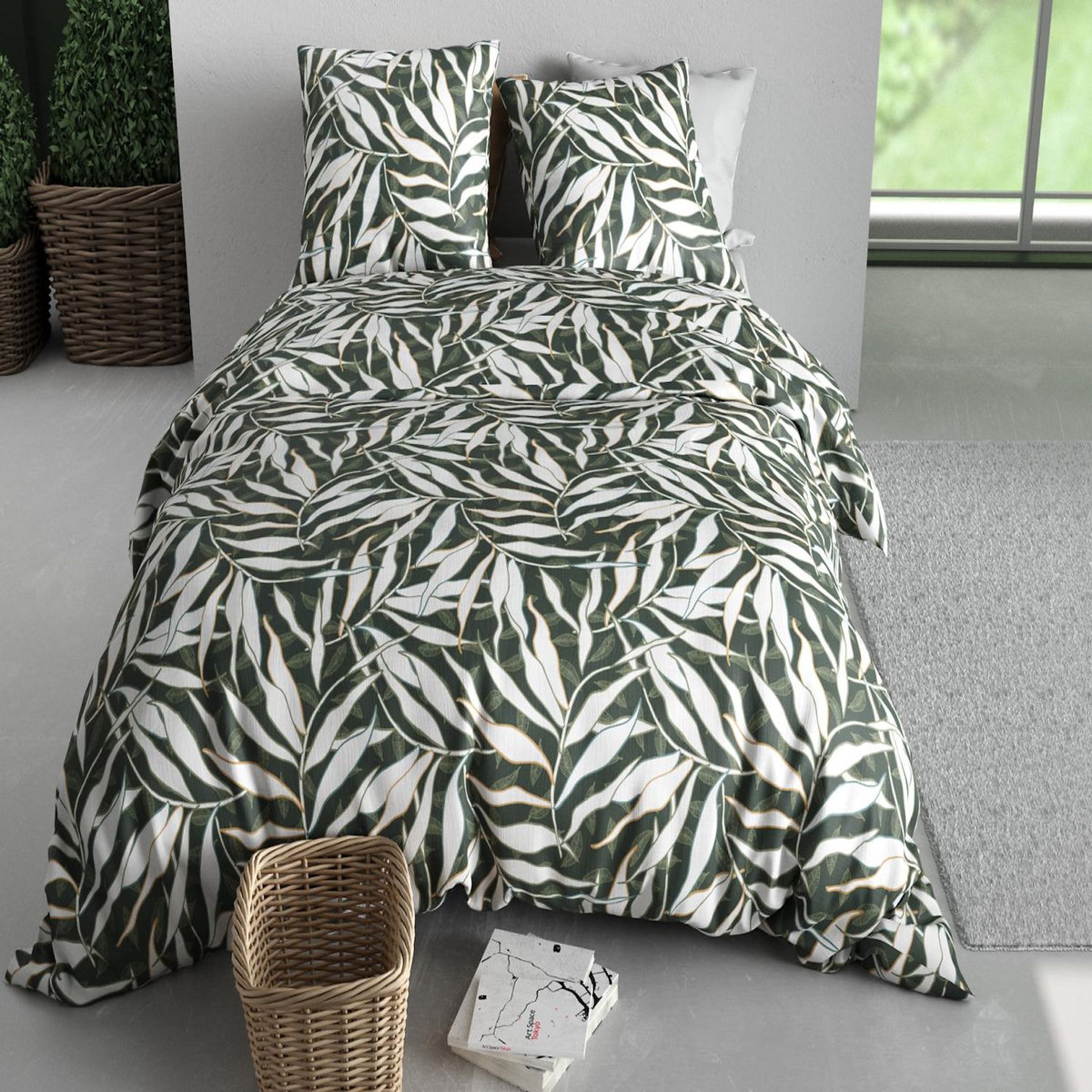 ATELIER DU COTON Parure housse de couette imprimée 100% coton 57fils FILVERDE