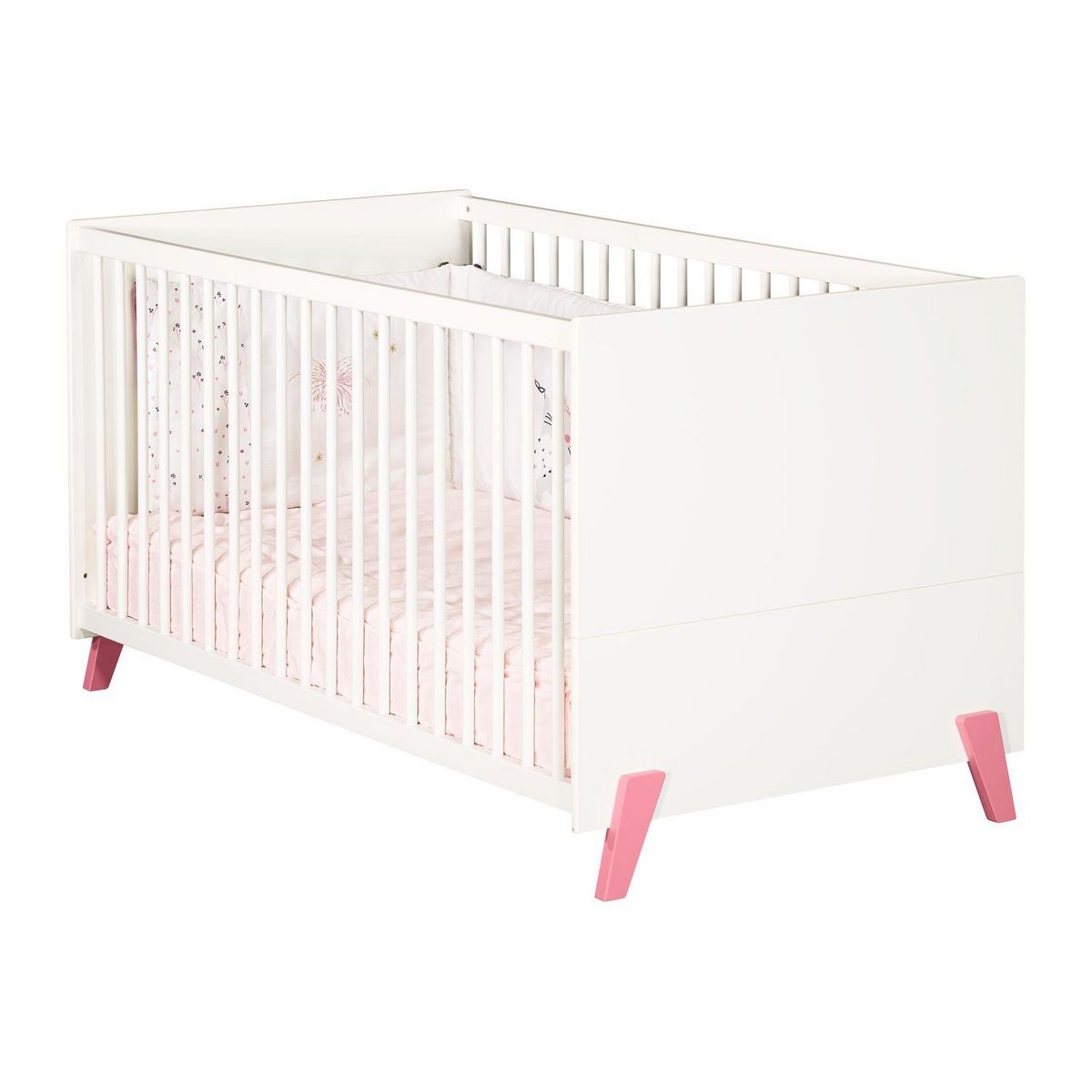 BABY PRICE Lit bébé évolutif Little Big Bed 140x70cm JOY coloris rose