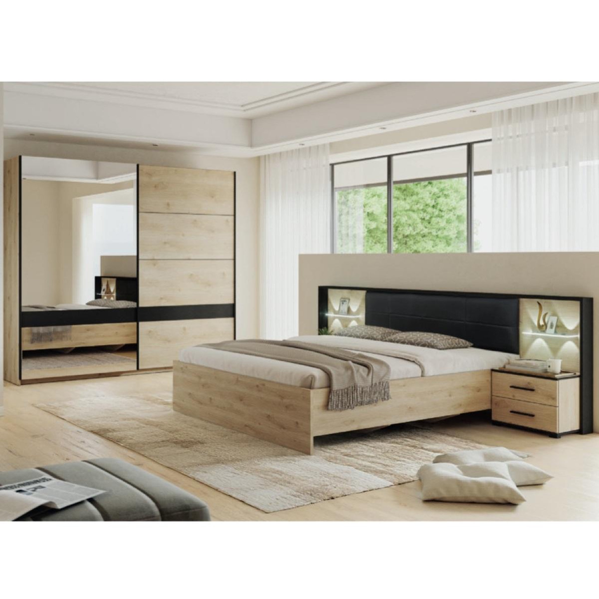 Voir la diapositive 4 : JLC KREATION Armoire moderne avec portes coulissantes 245cm amelia