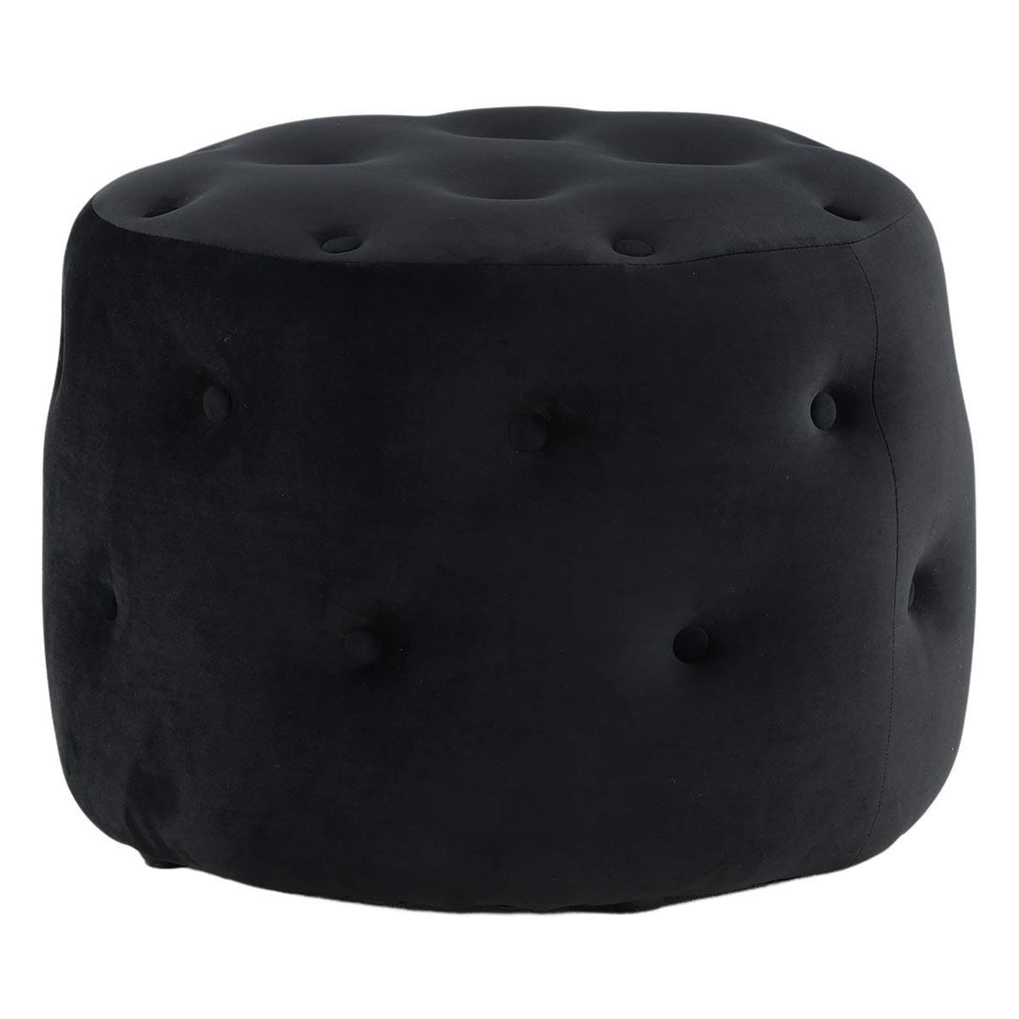 Paris Prix Pouf capitonné en velours  benjamin  55cm noir