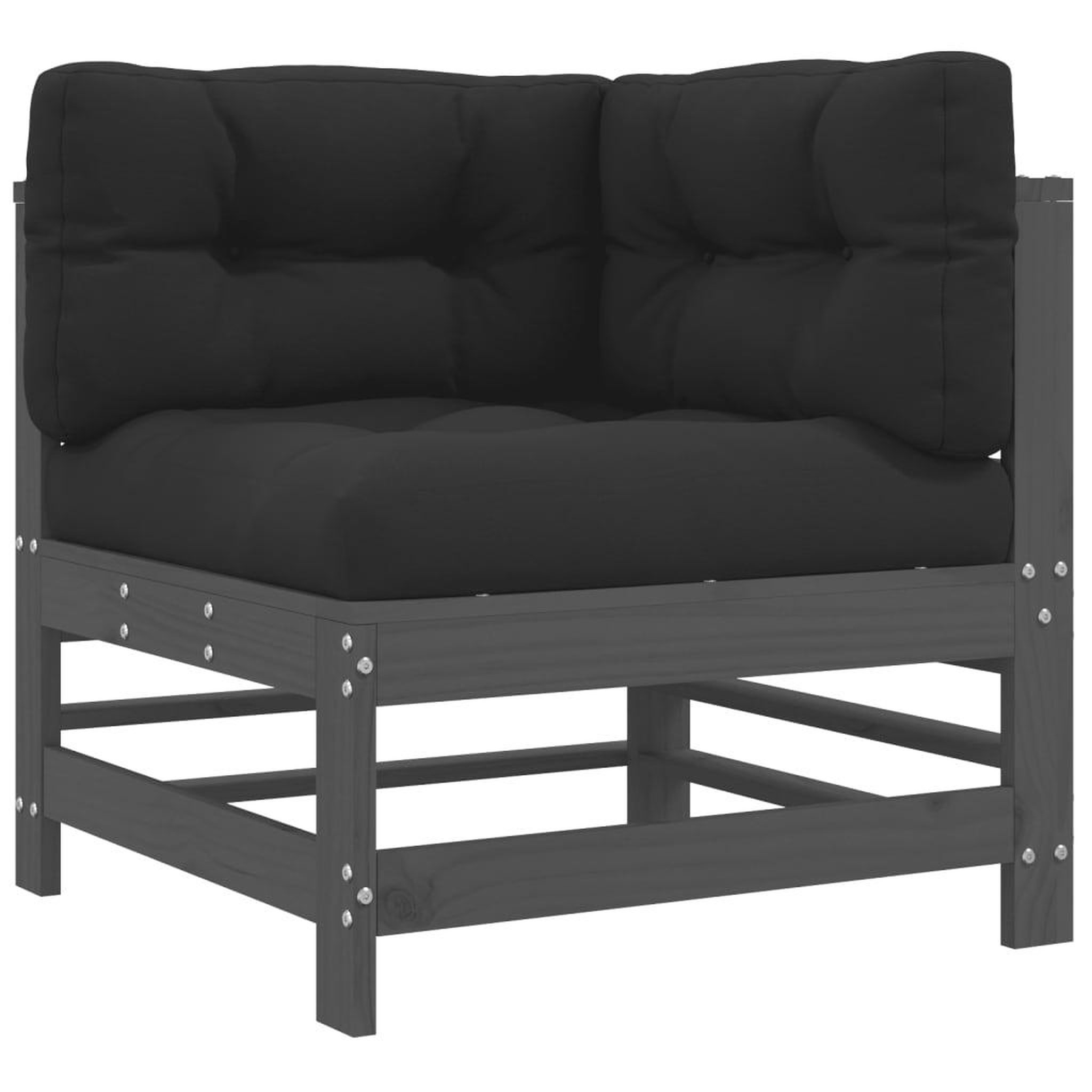 Voir la diapositive 5 : VIDAXL Salon de jardin 3 pcs avec coussins gris bois massif