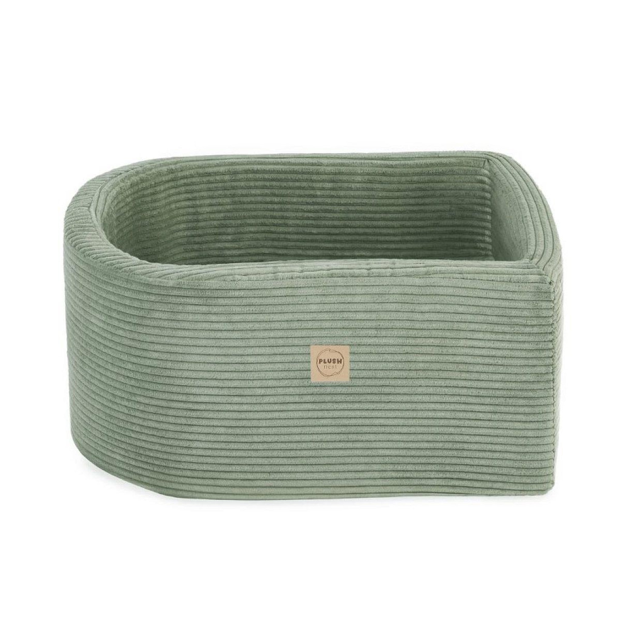 Voir la diapositive 2 : PLUSH NEST Mini aire de jeux en velours vert piscine et 100 balles perle et argent