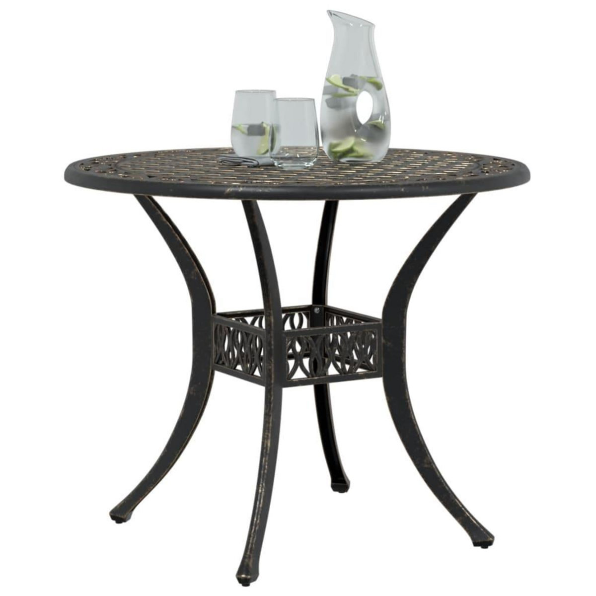 VIDAXL Table de jardin bronze Ø90x75 cm aluminium coule