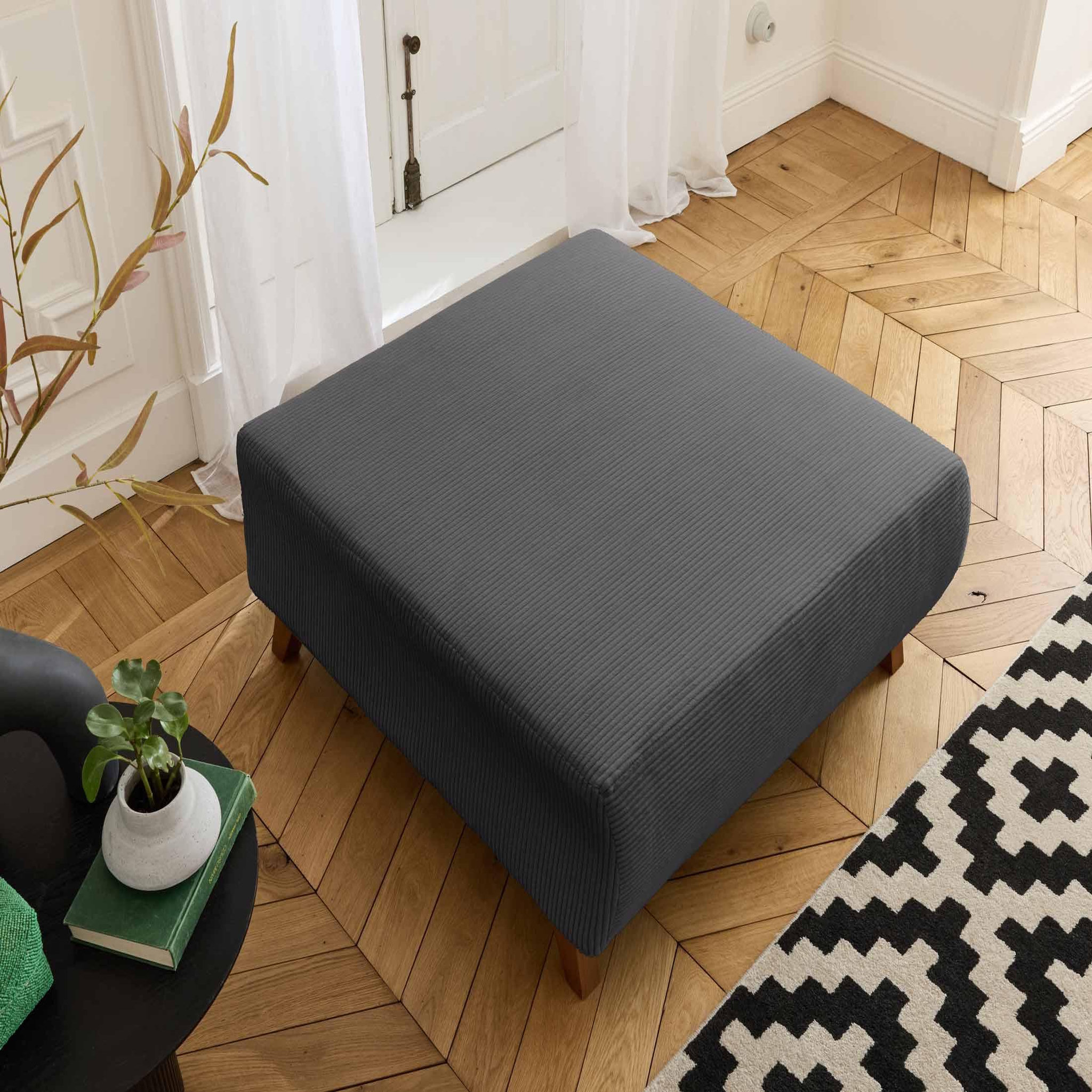Voir la diapositive 4 : BEST MOBILIER Cristal - pouf modulable - 95 cm - en velours côtelé