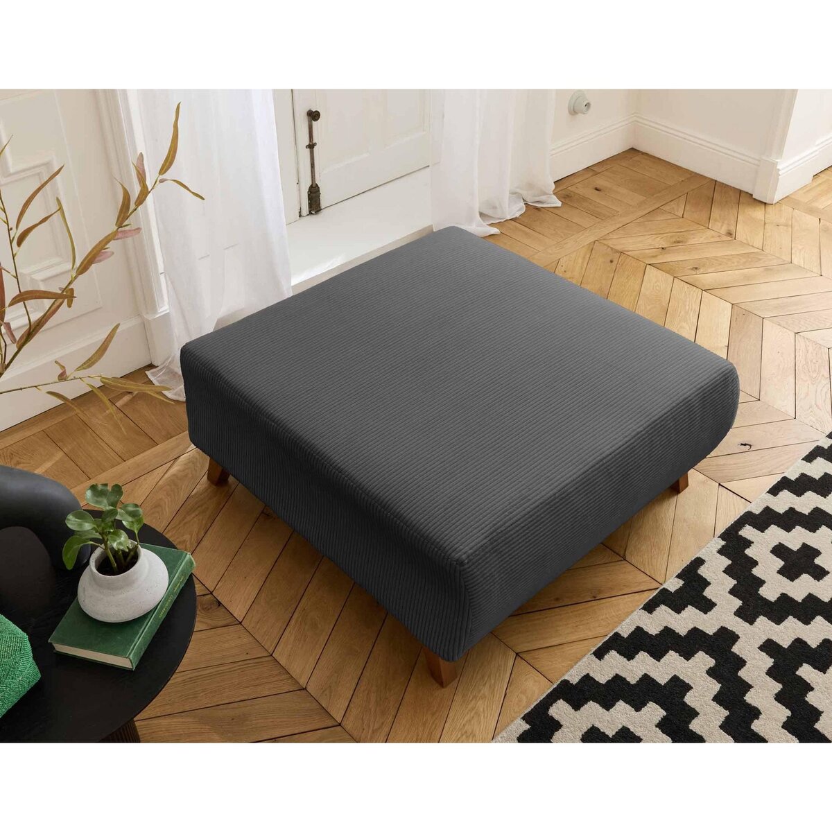 BEST MOBILIER Cristal - pouf modulable - 95 cm - en velours côtelé