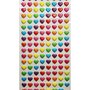  135 Autocollants - Relief 3D - Coeurs multicolores - Paillettes