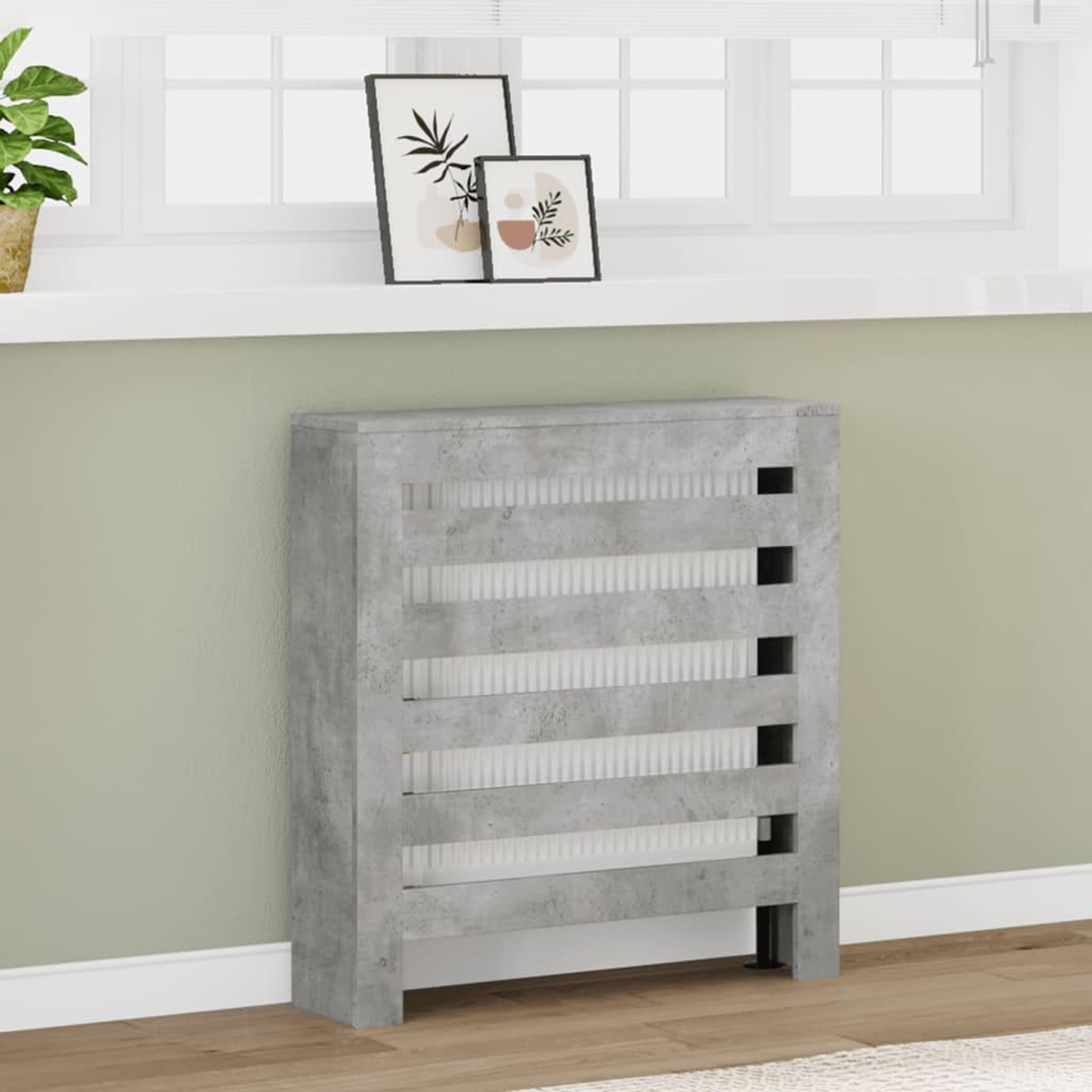 VIDAXL Cache-radiateur gris beton 78x20x82 cm bois d'ingenierie