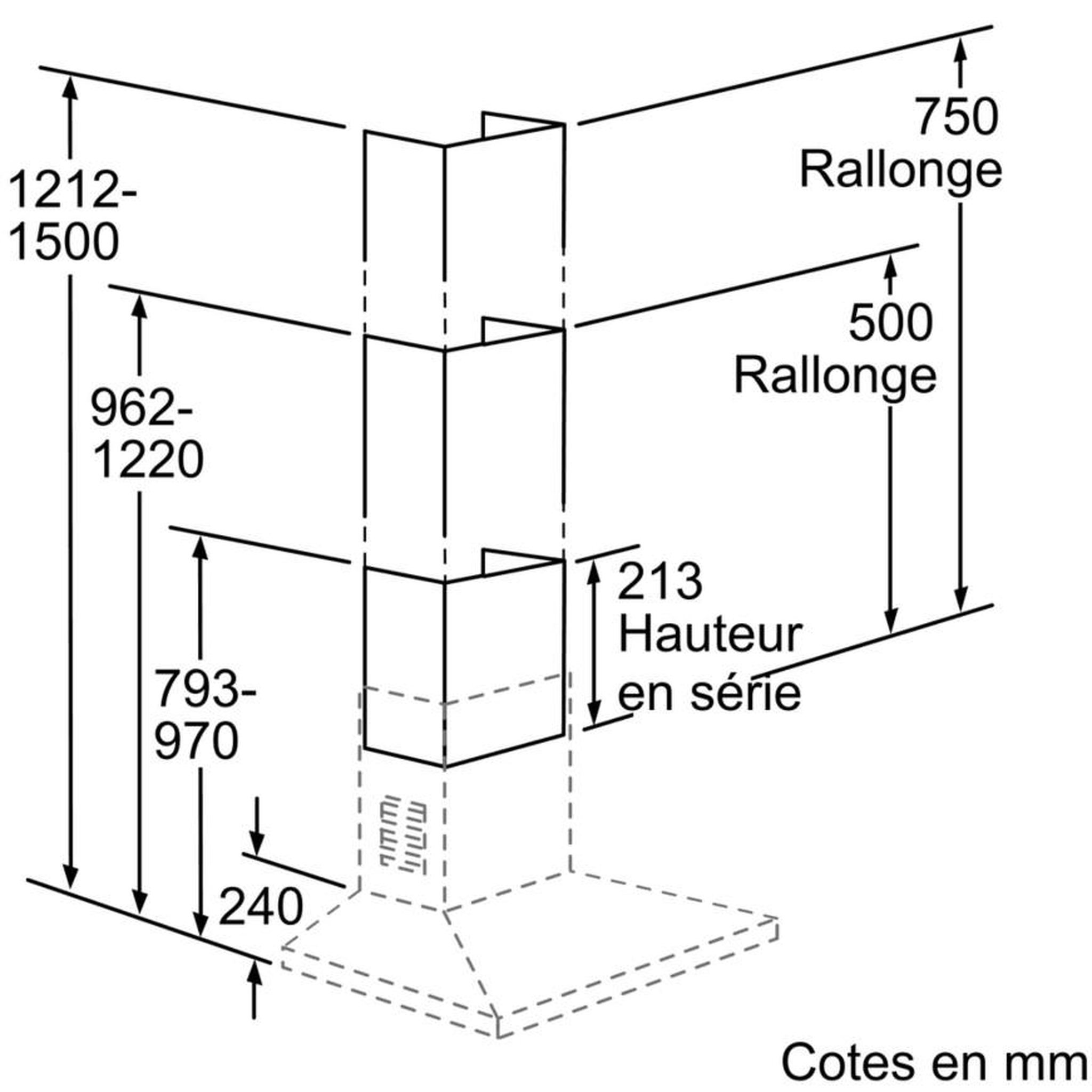 Voir la diapositive 3 : BOSCH Rallonge cheminée de hotte 75cm inox - dhz1234