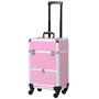 Voir la diapositive 1 : HOMCOM Valise trolley maquillage mallette cosmétique vanity poignée télescopique réglable 34L x 25l x 62H cm alu.