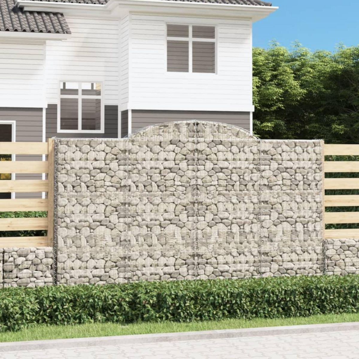 VIDAXL Paniers a gabions arques 25 pcs 300x50x180/200 cm fer galvanise
