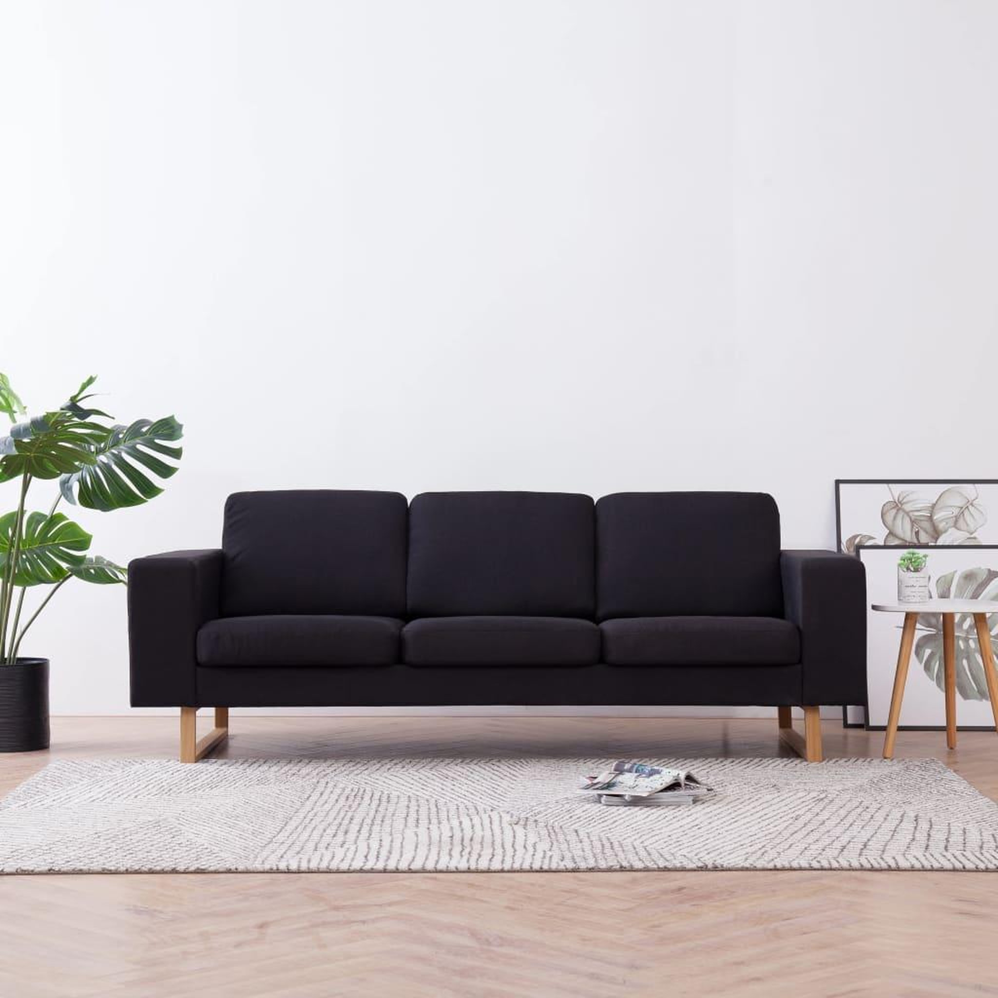 VIDAXL Canape a 3 places Tissu Noir