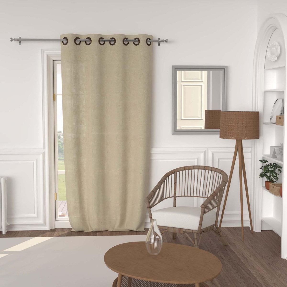 SOLEIL D'OCRE Rideau à oeillets lin coton 135x250 cm LINO, par Soleil d'Ocre