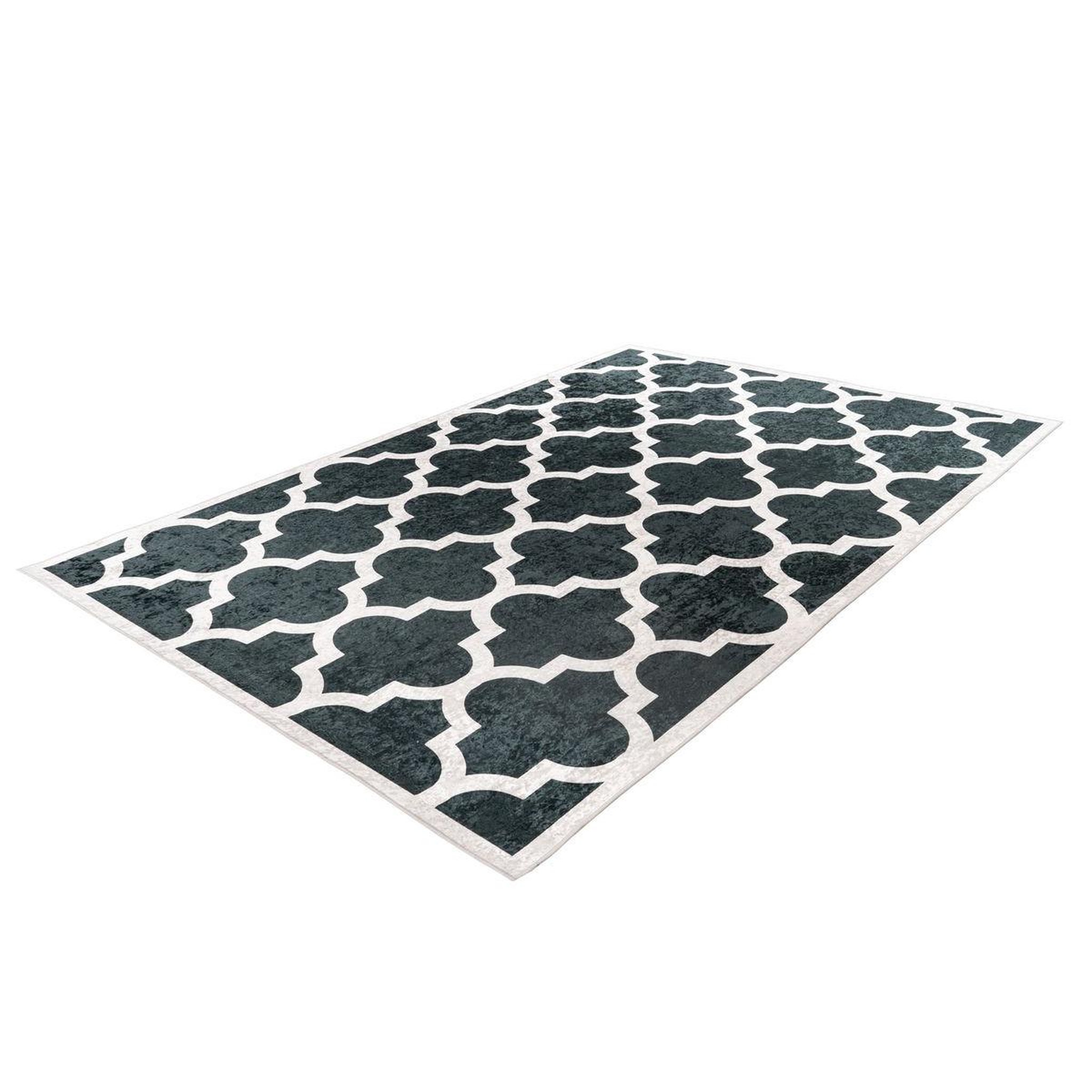 Voir la diapositive 2 : Paris Prix Tapis Imprimé à Poils Courts  Sally  Noir & Crème