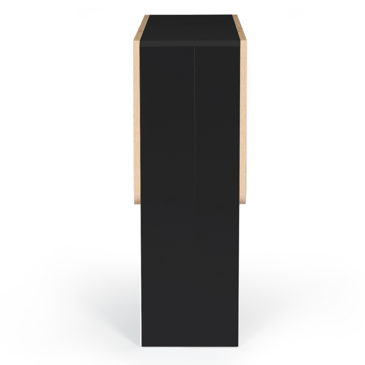 ID MARKET Table console pliable EDI 2-4 personnes bois noir plateau façon hêtre 103 x 76 cm