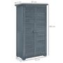 Voir la diapositive 3 : OUTSUNNY Armoire de jardin abri jardin remise pour outils sur pied 2 étagères portes persiennes toit bitumé étanche bois sapin pré-huilé gris