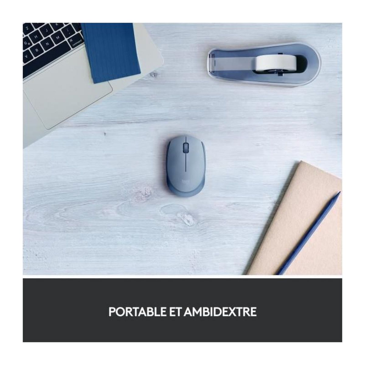 Logitech Logitech M171 Souris Sans Fil 2,4 GHz avec Mini-récepteur USB, Suivi Optique, Ambidextre - Bleu Gris