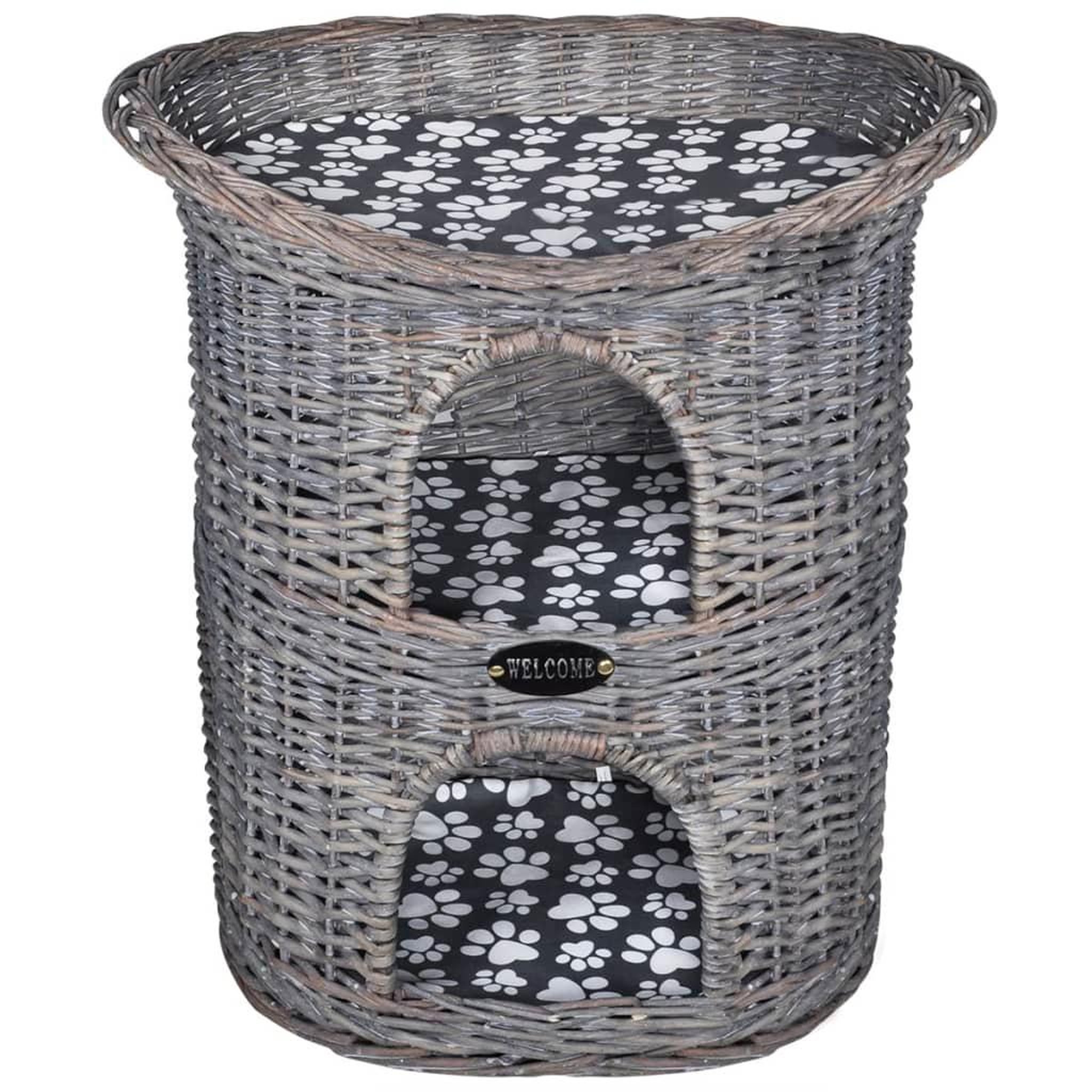 Voir la diapositive 2 : VIDAXL Arbre/maison 2 niveaux a chat avec coussin saule