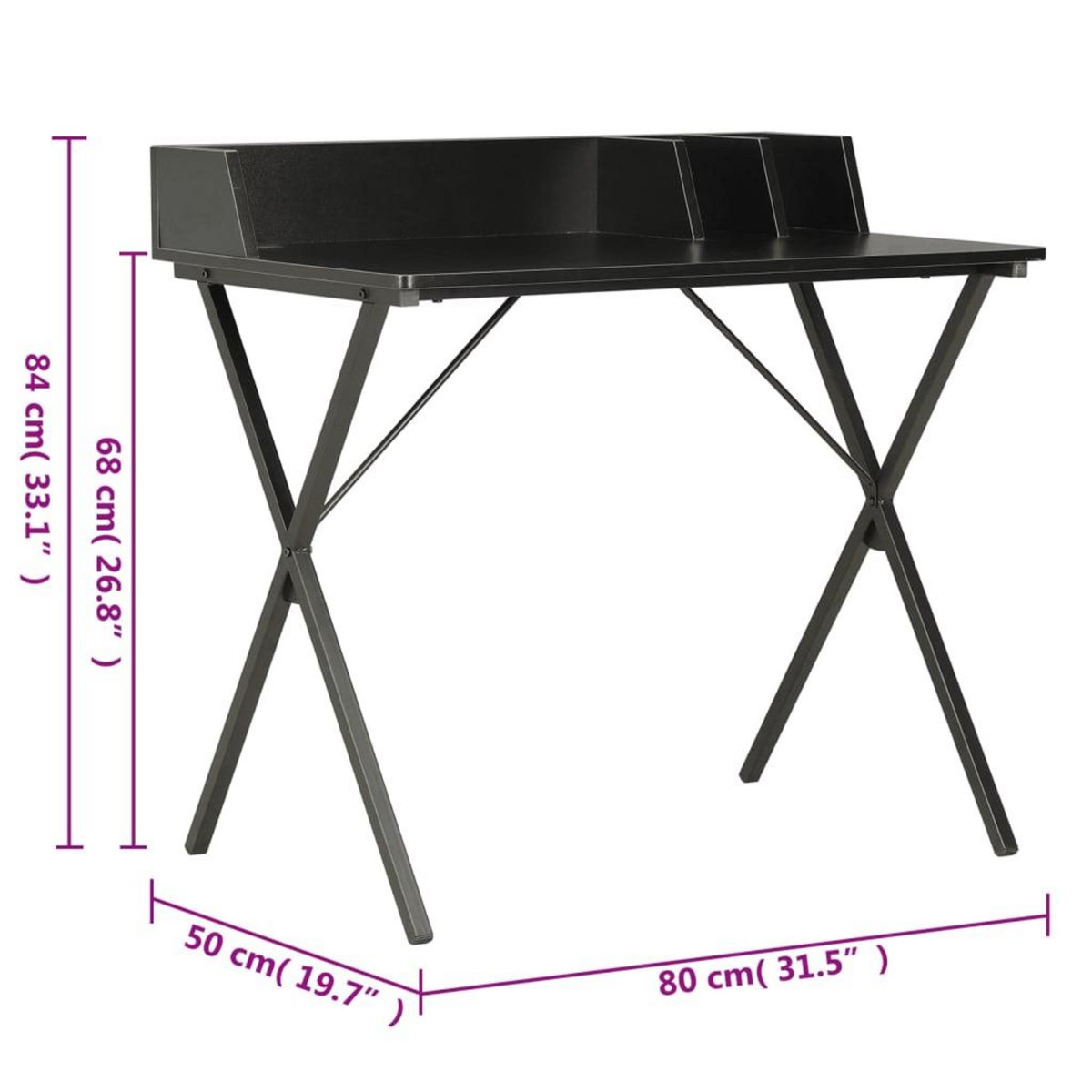 VIDAXL Bureau Noir 80x50x84 cm
