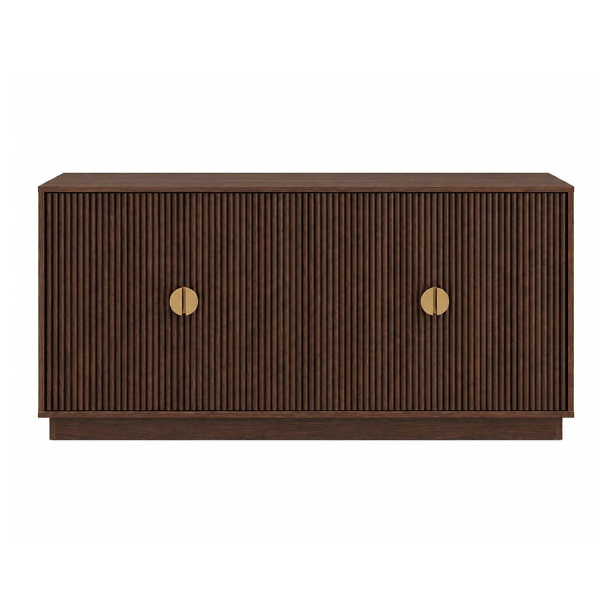 CONCEPT USINE Buffet 4 portes cannelées effet noyer 160 cm TEGAL