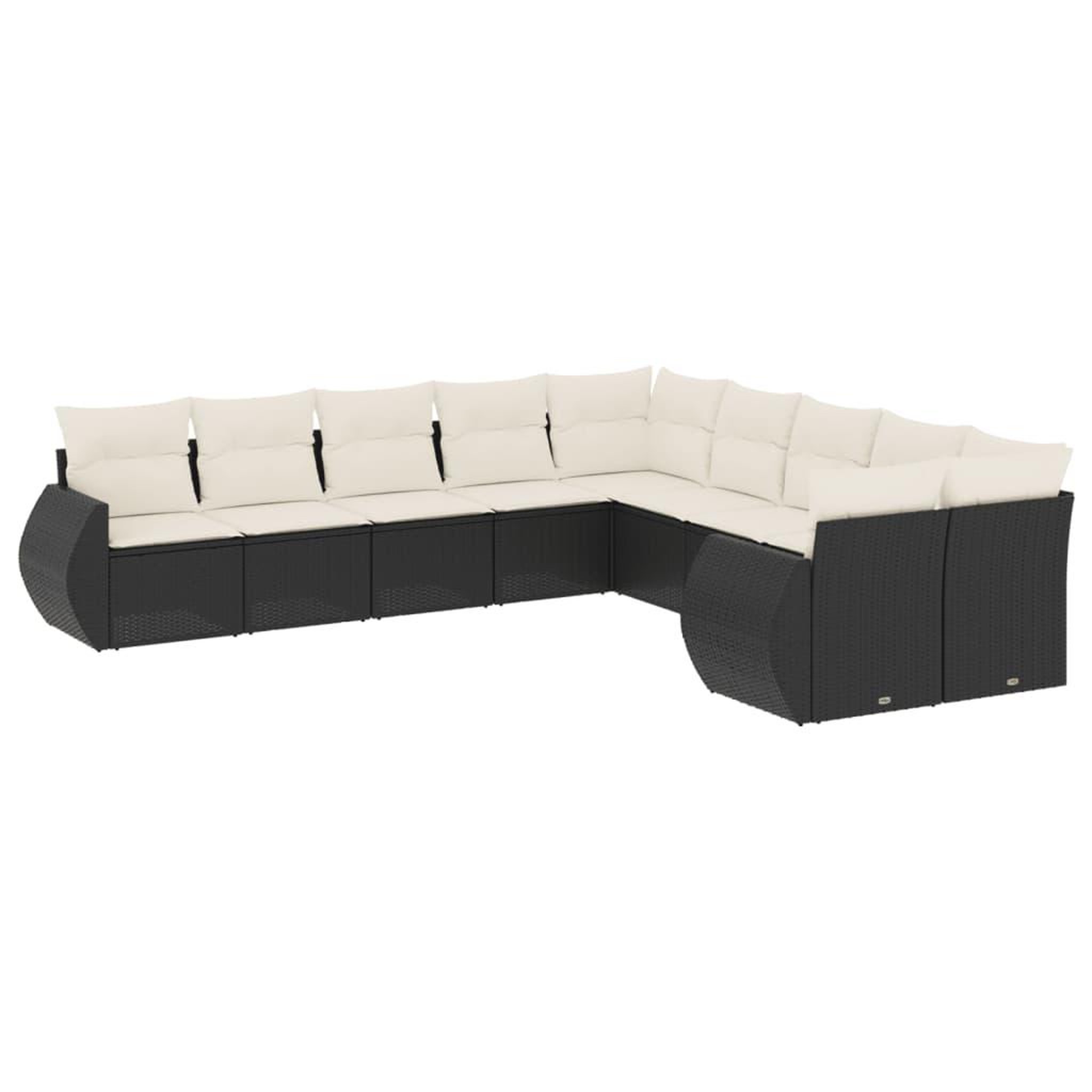 Voir la diapositive 2 : VIDAXL Salon de jardin 10 pcs avec coussins noir resine tressee