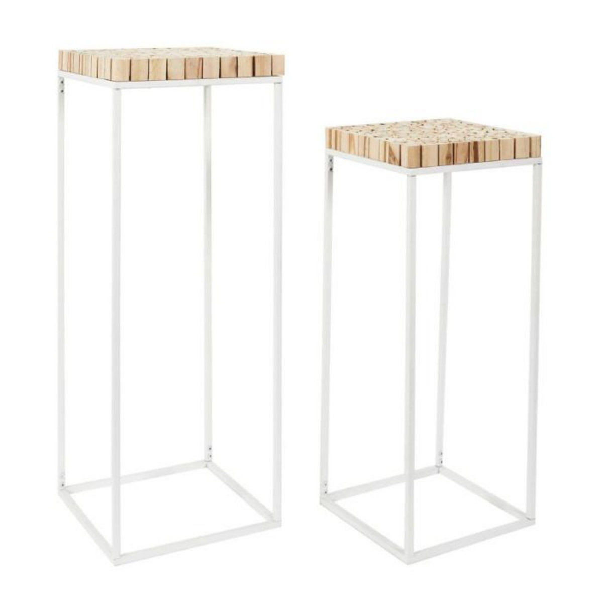 Paris Prix Lot de 2 Sellettes Gigognes  Rondin  90cm Blanc