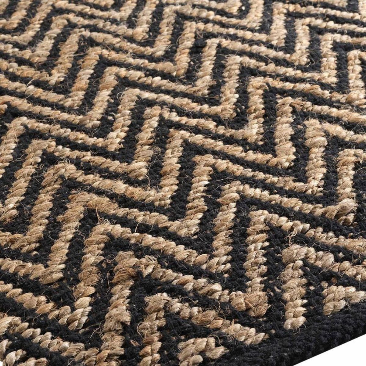 Douceur d'Intérieur Tapis rectangle 120x170 cm Zigzag jute uni polycoton