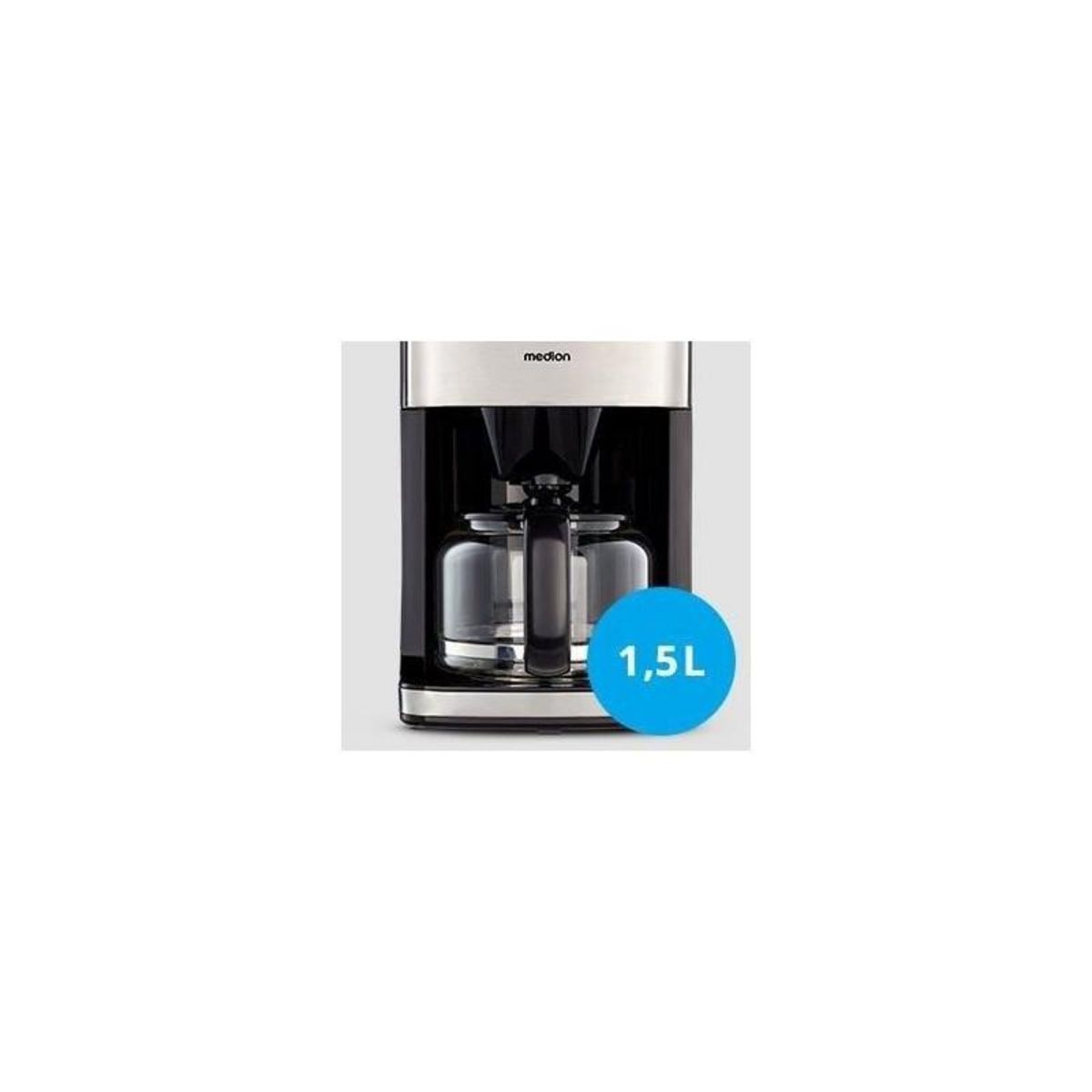 Medion Cafetiere Filtre Digitale avec Broyeur - MEDION - 1000W - 1,5L - Silver