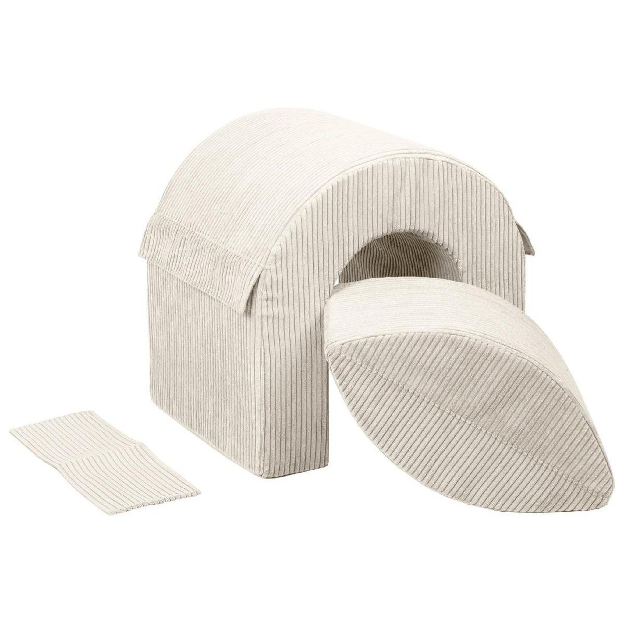 VELINDA Ensemble tunnel (2 grands blocs de mousse) — crème (velours côtelé)