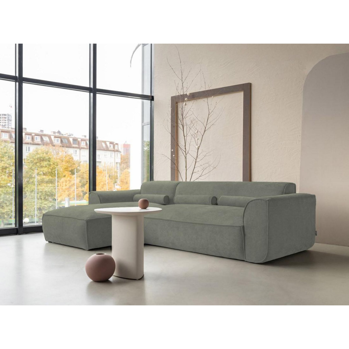 BEST MOBILIER Felix - canapé modulable d'angle gauche 4 places en tissu texturé