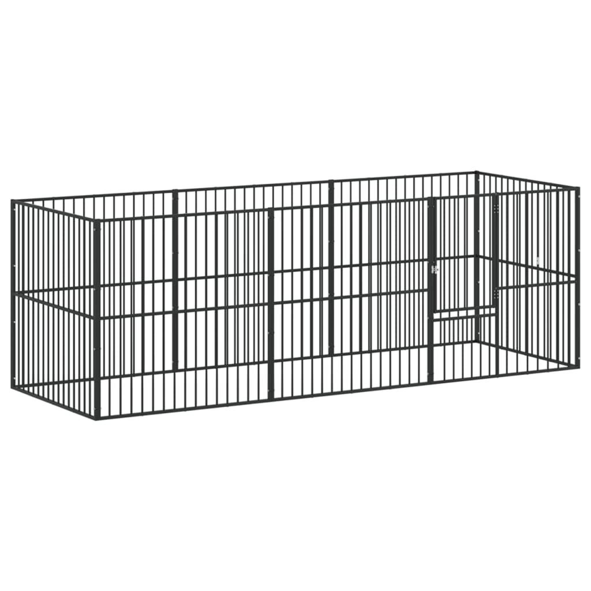 Voir la diapositive 2 : VIDAXL Parc pour chien 8 panneaux noir acier galvanise