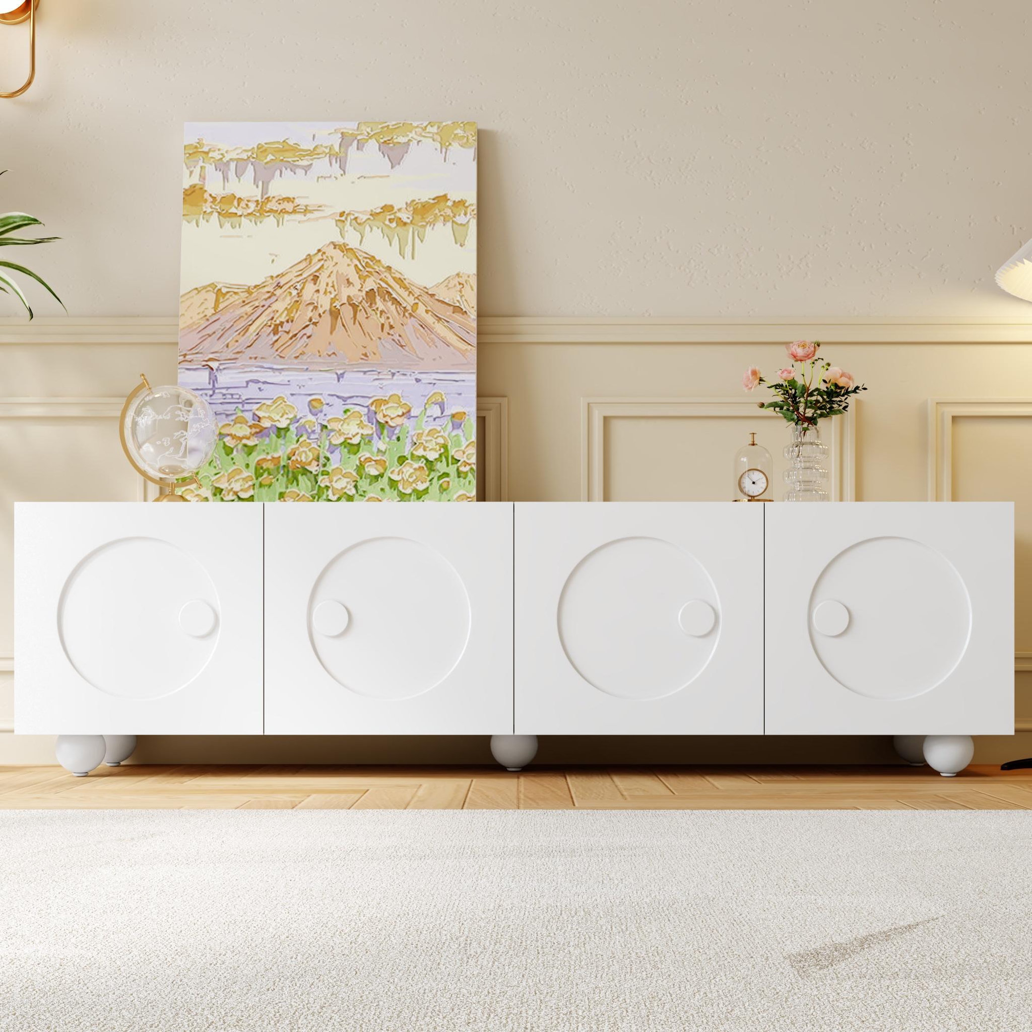 Voir la diapositive 2 : MERAX Meuble tv blanc 180,5 cm mdf