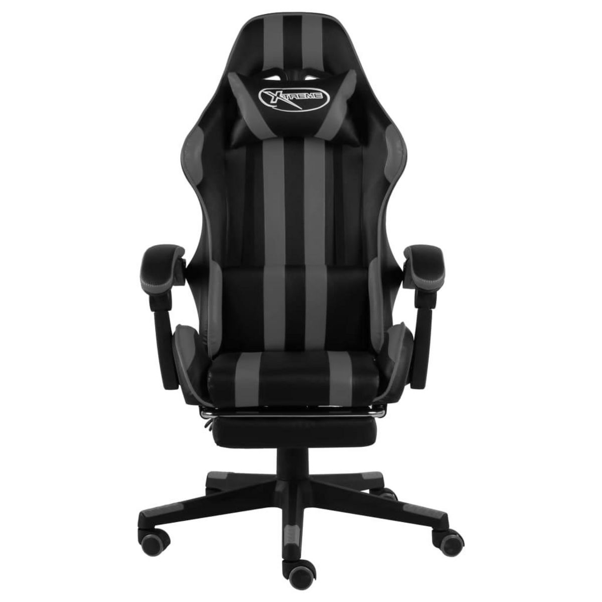 VIDAXL Fauteuil de jeux video avec repose-pied Noir et gris Similicuir