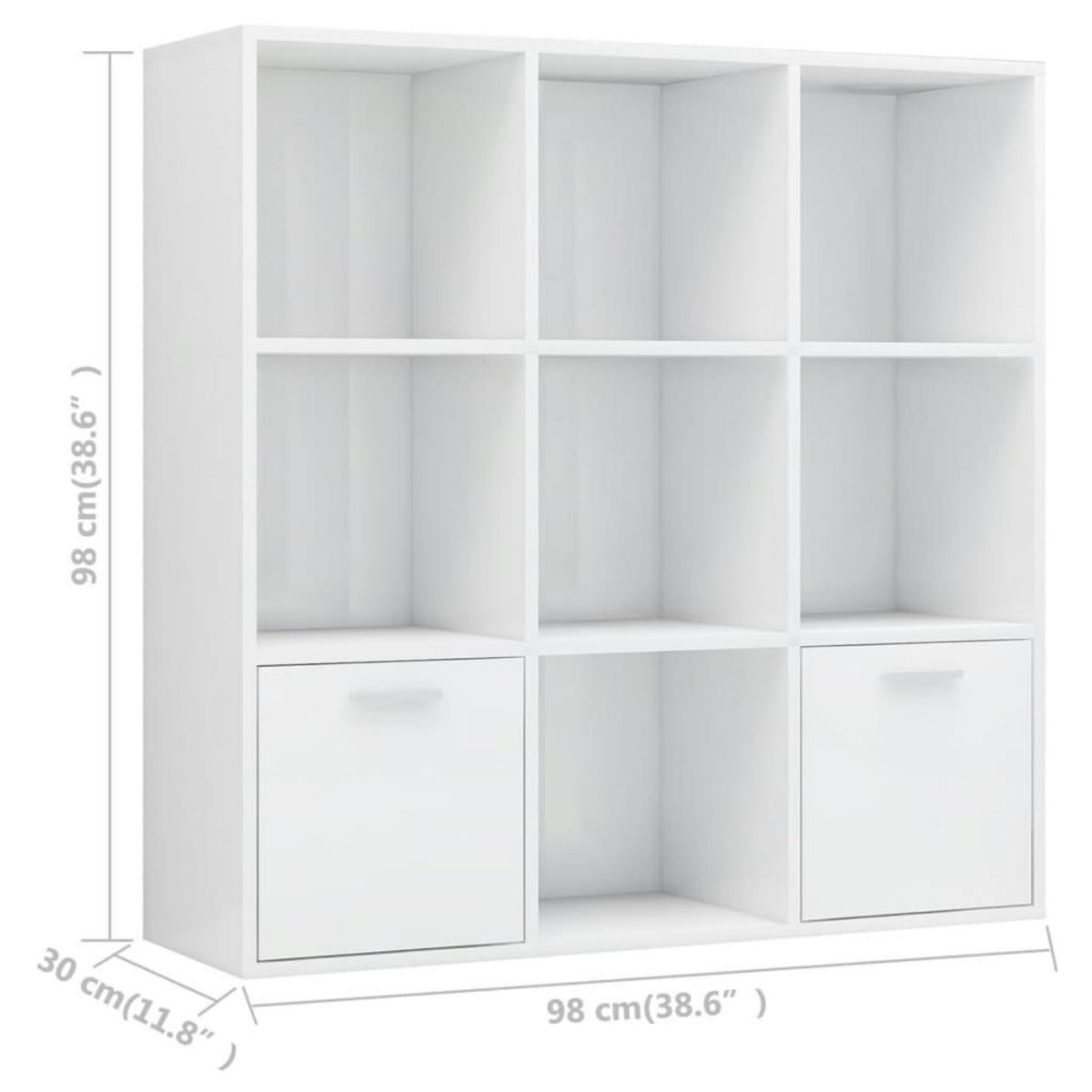 VIDAXL Bibliotheque Blanc brillant 98x30x98 cm Bois d'ingenierie