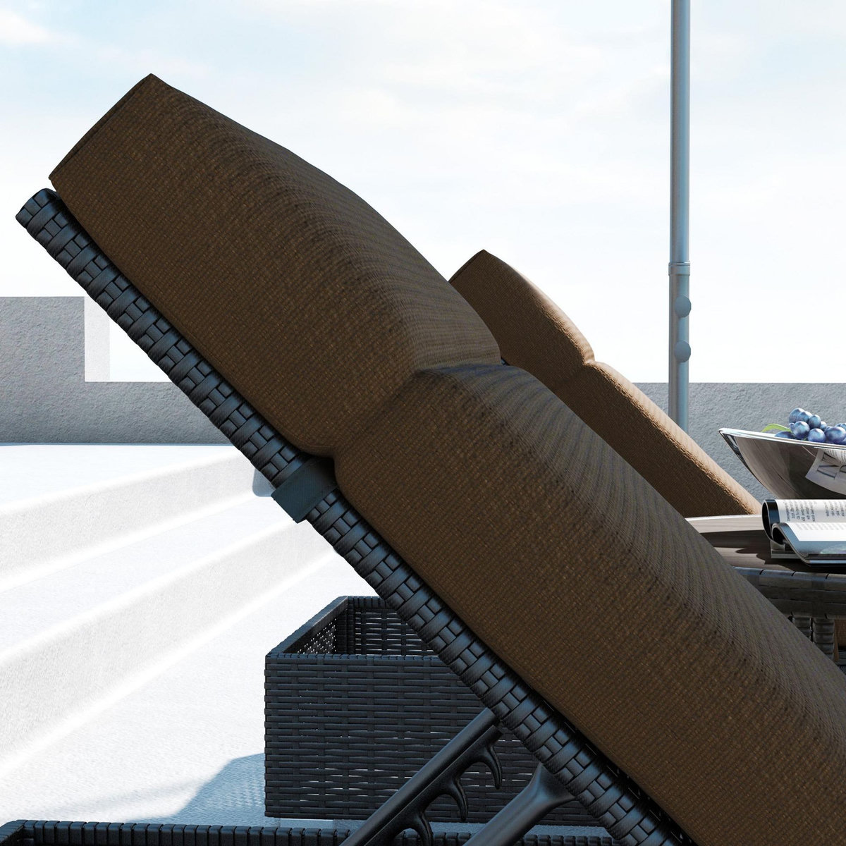 OUTSUNNY Lot de 2 matelas pour bain de soleil transat - cordons et velcros d'attache - dim. 196L x 55l cm ép. 8 cm - polyester déperlant marron