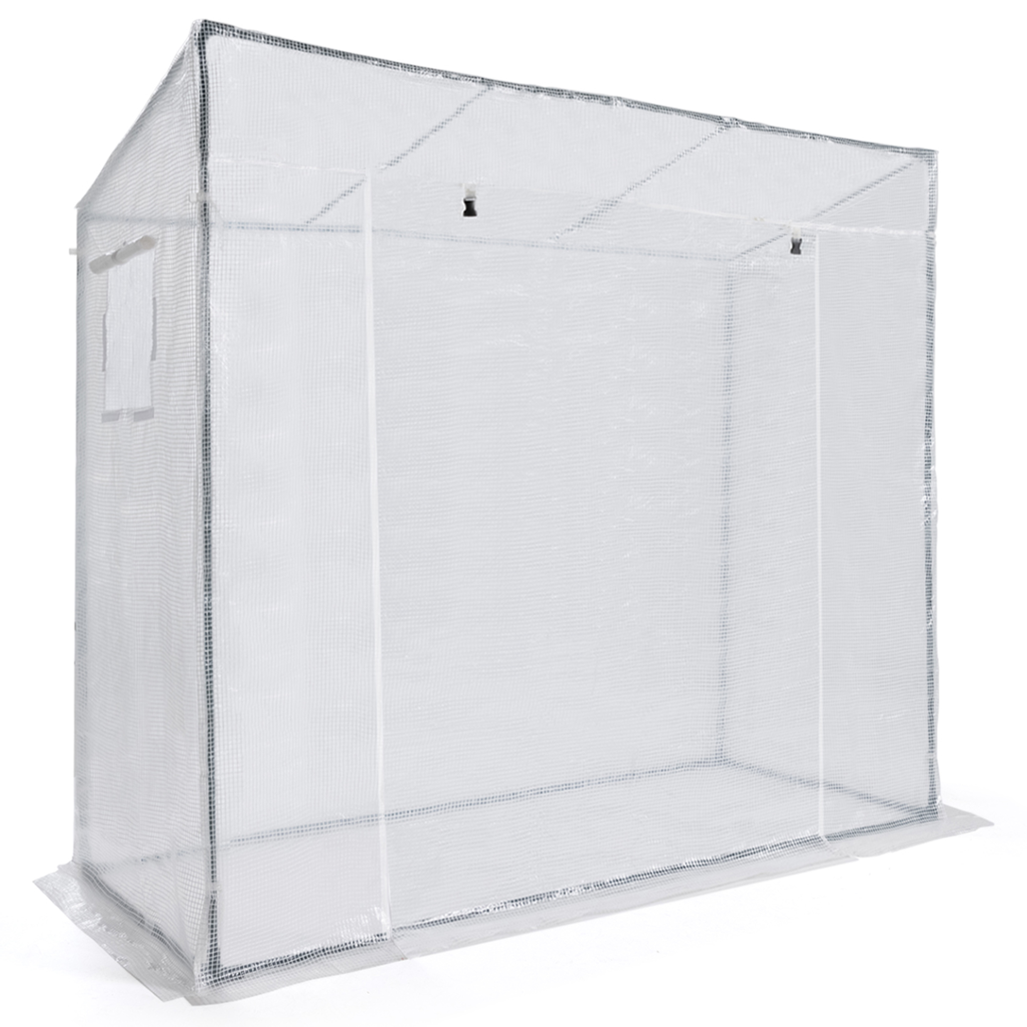 Voir la diapositive 6 : ID MARKET Serre de jardin, serre à tomates 200 x 78 x 169 cm acier + bâche anti-UV avec porte et 2 fenêtres toutes saisons blanche