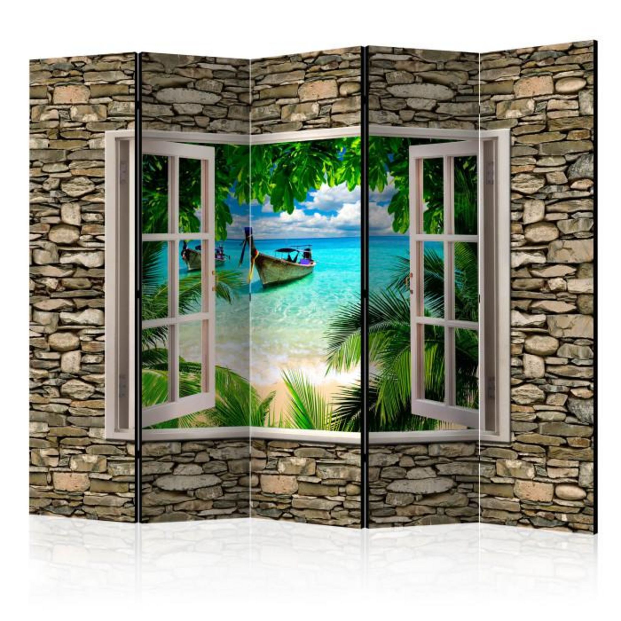 Paris Prix Paravent 5 Volets  Tropical Beach  172x225cm