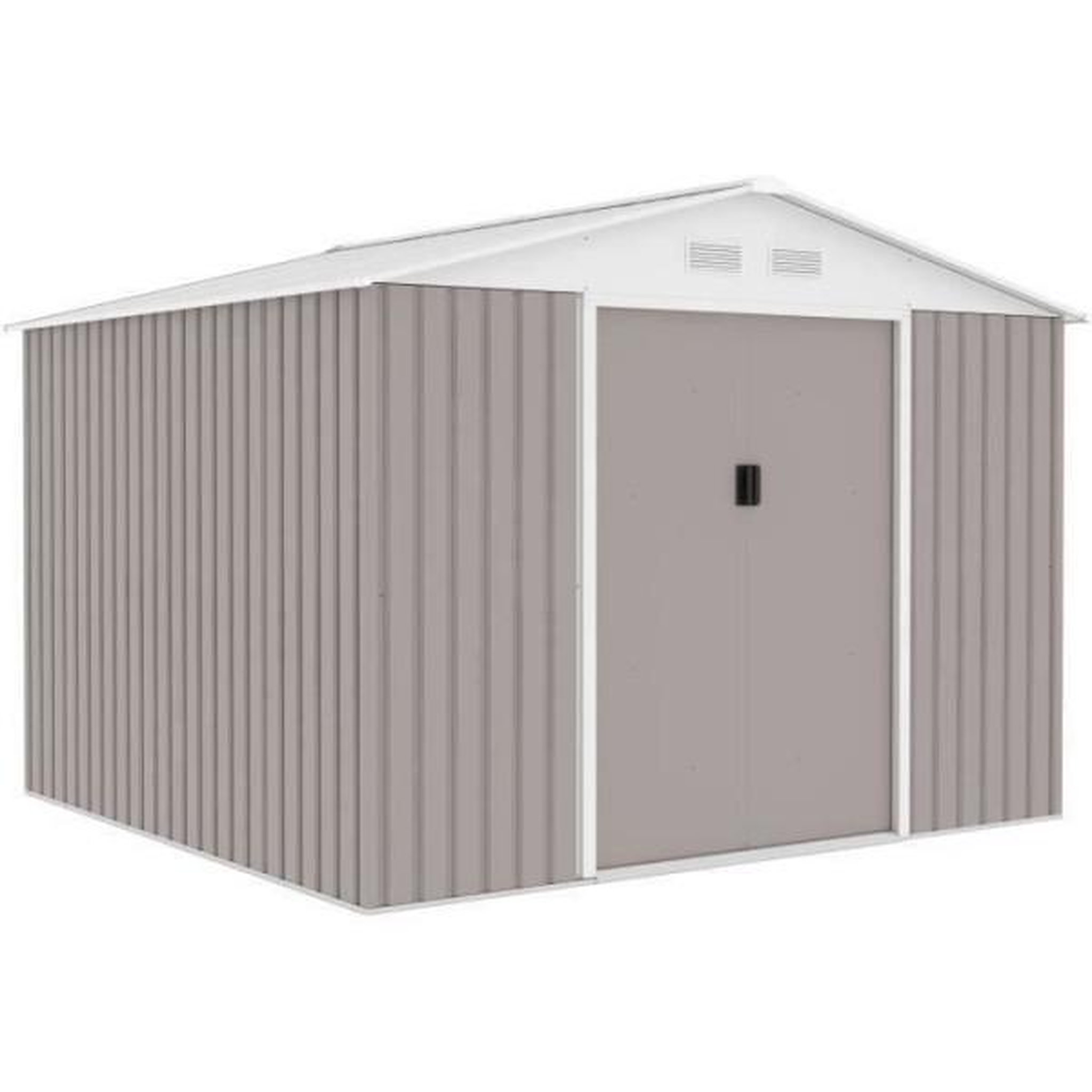 Voir la diapositive 1 : MARKET24 MERCURE Abri de jardin en métal 7,06 m² - 277 x 255 x 202 cm - Kit d'ancrage inclus, 2 portes coulissantes - Taupe