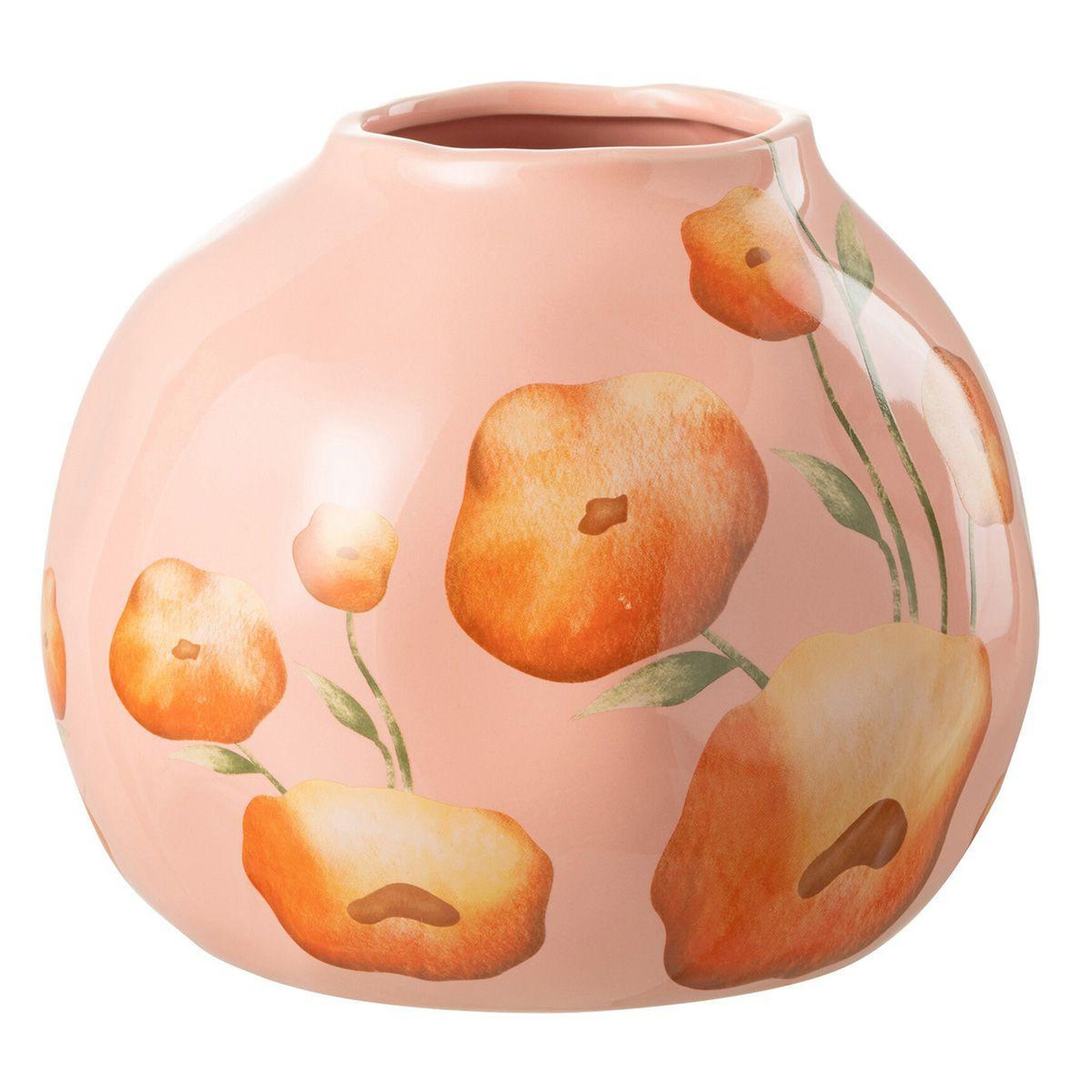 J-LINE Vase déco poterie  bloem  17cm saumon
