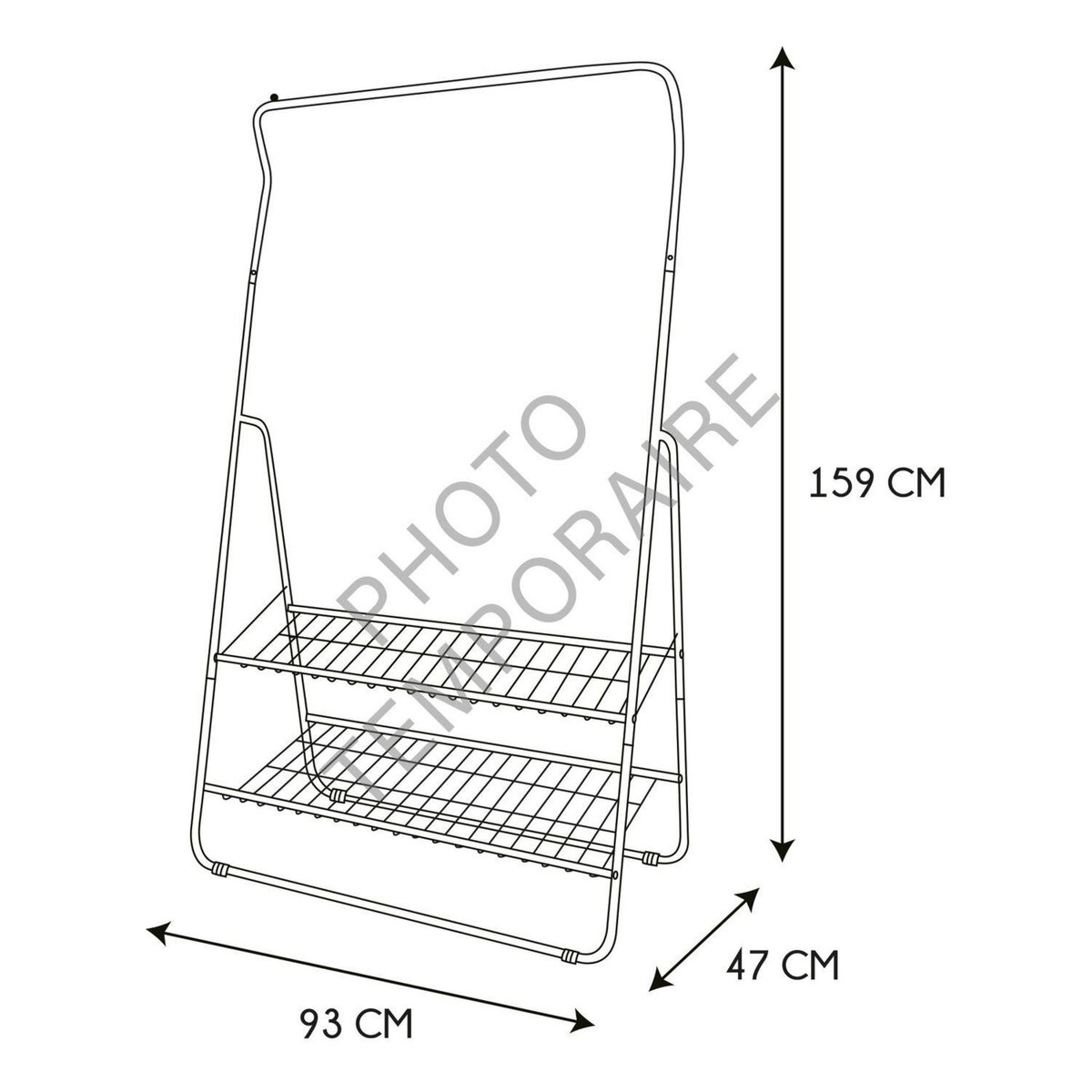 TOILINUX Portant pour Vêtement en métal - Noir