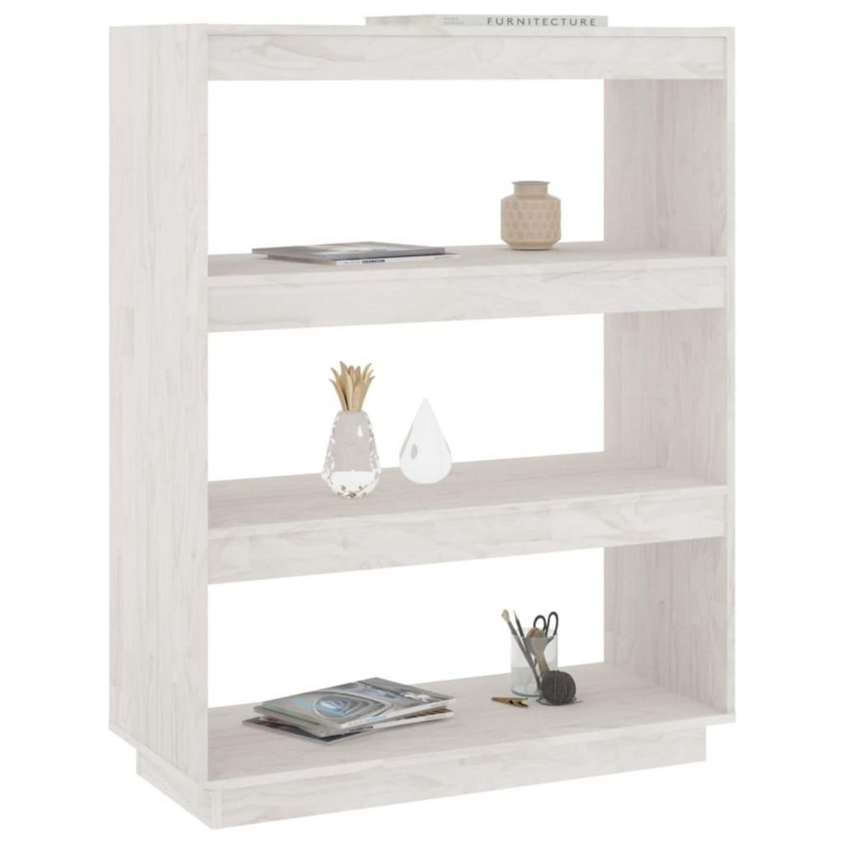 VIDAXL Bibliotheque/Separateur de piece Blanc 80x35x103 cm Bois de pin