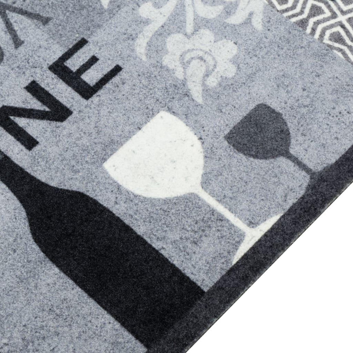 VIDAXL Tapis de cuisine lavable imprime Wine gris 60x180 cm velours