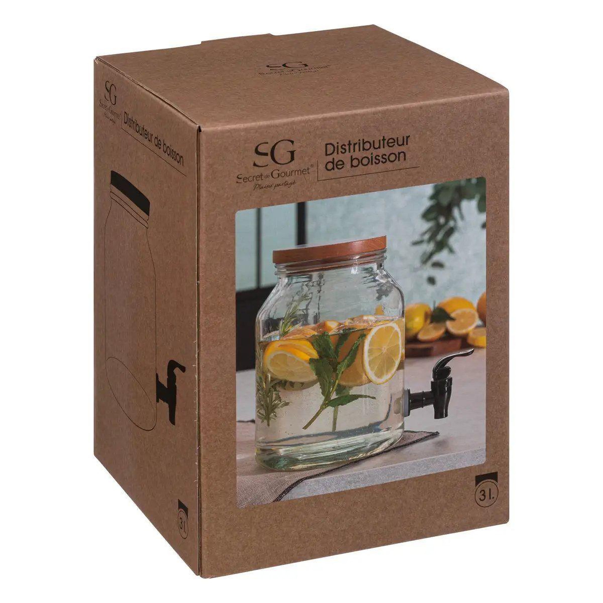 Voir la diapositive 4 : SECRET DE GOURMET Distributeur de boisson  café  3l transparent