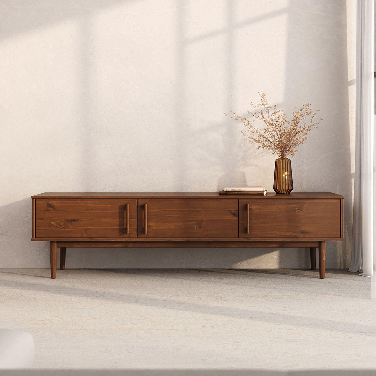 IDIMEX Meuble TV TECCA L 180 cm 3 portes en bois massif