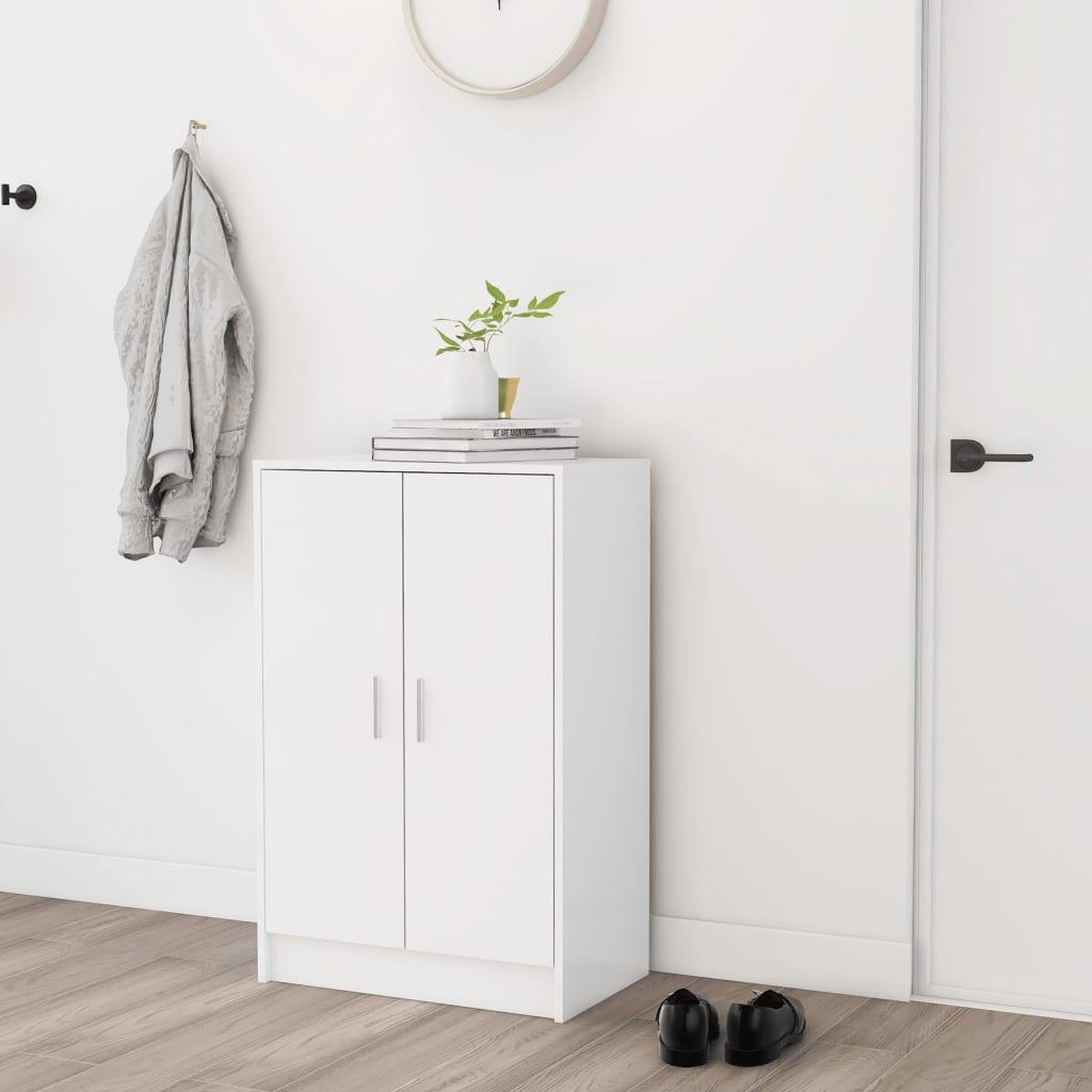 Voir la diapositive 3 : VIDAXL Armoire a chaussures Blanc 60x35x92 cm Bois d'ingenierie