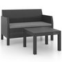 Voir la diapositive 2 : VIDAXL Salon de jardin 2 pcs avec coussins PP Rotin Anthracite